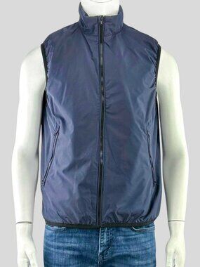 H&M Mens Blue Padded Vest Fleece Lined Collar - Small